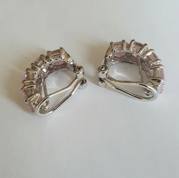 ADI Sterling Silver and Pink CZ Earrings - Picture 3 of 6